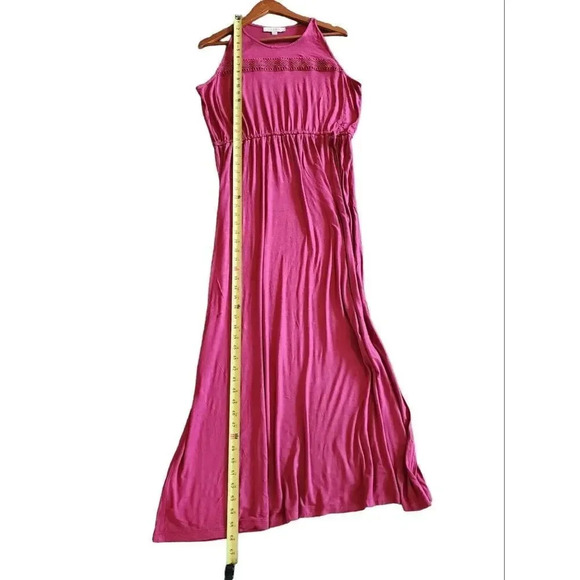 Ann Taylor LOFT Long Tank Dress Womens Large Pink Knit Sleeveless Empire Waist - Picture 7 of 8